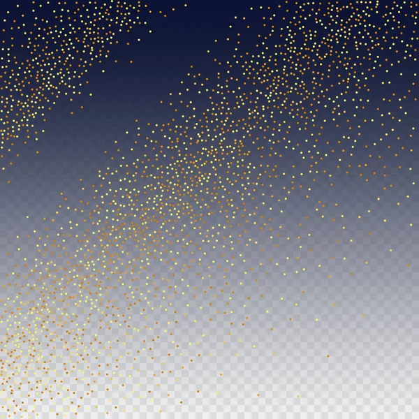 Χρυσά Κομφετί Στο Ρεντ Απομονωμένα Χρυσά Σωματίδια Σκόνης Ρευστή Κάρτα — Διανυσματικό Αρχείο