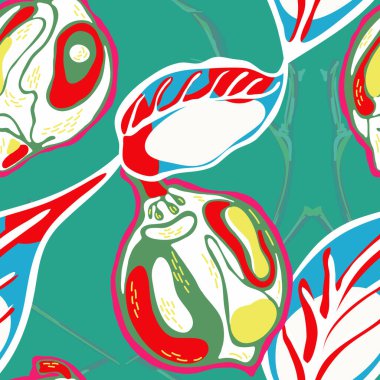 Limonsuz desen. Vector Summer Citrus Yazdırma. Gök mavisi, Kırmızı ve Ultimate Gray Psychedelic Citron Motif. Basit İşaretli Kireç. Botanik Çizimi. Modern El Çizimi Arkaplanı.