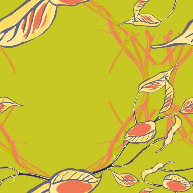 Limonsuz desen. Basit İşaretli Kireç. Botanik Çizimi. Modern El Çizimi Arkaplanı. Psikedelik Citron Motifi. Vector Summer Citrus Yazdırma. Yeşil ve Gri