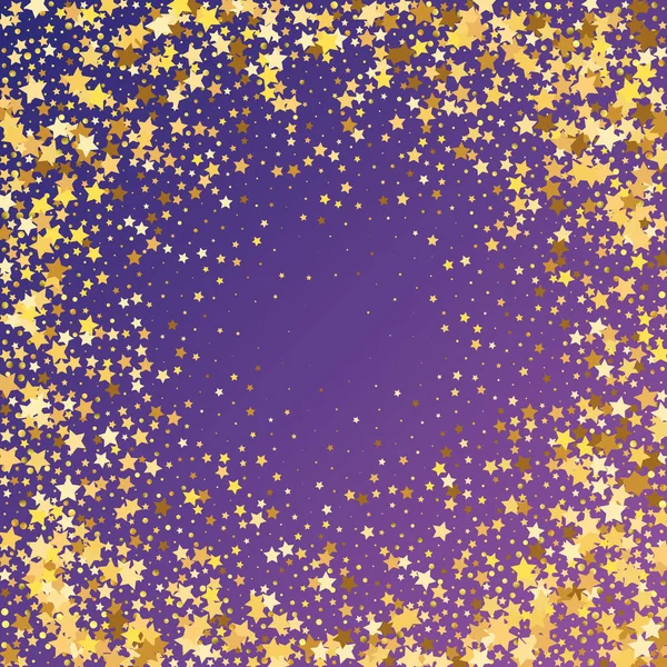 Star Sequin Confetti Sur Fond Violet Néon Isolé Carte Anniversaire — Image vectorielle