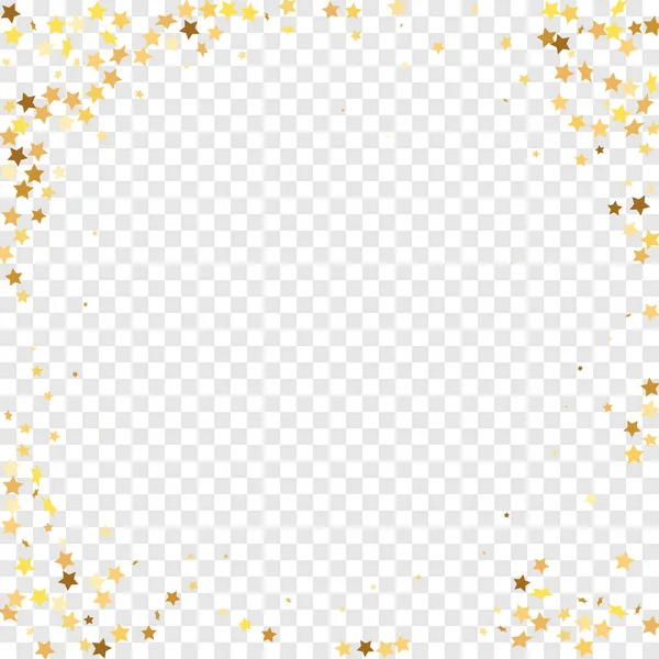 Star Sequin Confetti Fundo Transparente Vector Gold Glitter Partículas Cair — Vetor de Stock