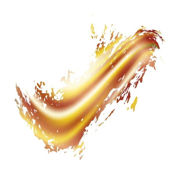 ベクトルブラシストローク 概要流体スプラッシュ 背景の水彩色が施されている 白の背景に孤立スプラッシュ イエローゴールドグラデーション絵筆 バナーブラシ — ストックベクタ
