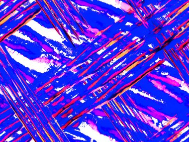 Klasik Mavi ve Lush Lav Kırmızı Zebra Cilt İzi. Hayvan kamuflajı arka planı. Afrika deseni. Çizgili, kusursuz desen. Geometrik hayvan dokusu. Suluboya Kamuflaj Tasarımı. Soyut Safari Döşemesi.