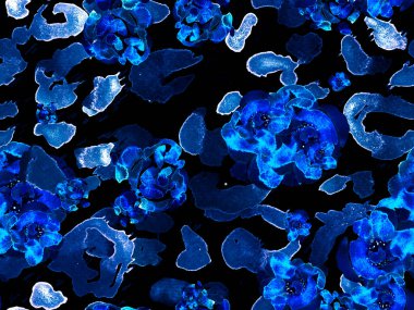 Suluboya Güller, Şakayık ve Yapraksız Kalıp. Egzotik Mayo Tasarımı. Mavi ve İndigo Vintage Peonie Eco Rapport. Botanik Çiçek İllüstrasyonu. Yaz Çiçeği Arkaplanı.