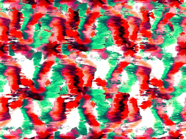 斑马皮打印 绿色和红色条纹无缝图案 几何动物纹理 动物伪装背景 非洲模式 水彩画迷彩设计 Safari Tile — 图库照片