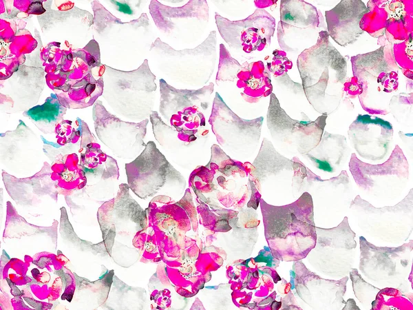Watercolor Roses Peony Leaves Seamless Pattern Екзотичний Дизайн Плавального Одягу — стокове фото