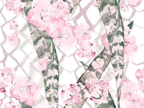 Wasserfarben Rosen Pfingstrosen Und Blätter Nahtlose Muster Summer Blossom Hintergrund — Stockfoto