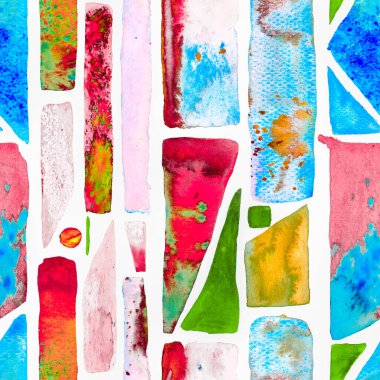 Organik arka plan. Suluboya Moda Sanatı. Afrika Geo Fırça darbesi. Eğlenceli Geometri. Bauhaus Kusursuz Düzen. Freehand Suluboya Hatları. 70 'lerin Renkli Kübizm İllüstrasyonu. Mavi ve Kırmızı