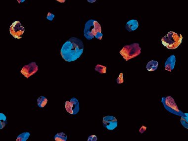 Klasik Mavi ve Indigo Ayurveda deseni. Biyo Jasmin Kusursuz Şablon. Suluboya Turuncu Çiçek ve Yapraklar. Canlı Sakura ve Jasmine Print. Yaz Vintage Arkaplanı.