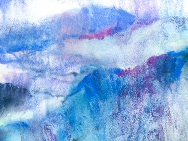 Çağdaş Geometrik Çizim. Eğlenceli Himalayalar. Suluboya Kore baskısı. Şekillendirilmiş Japon Suluboya Dağları. Blue ve Indigo Mountain Illustration. Asya Yürüyüşü Rocky Arkaplanı.