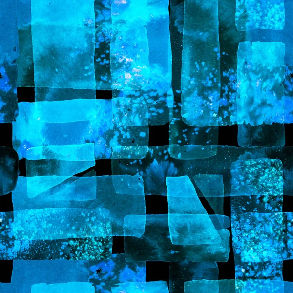 有機的背景 楽しい幾何学 フリーハンド水彩ライン 70年代カラーキュビズムイラスト インディゴブルーとグレーの水彩トレンディアート アフリカ ブラシストローク バウハウス シームレスパターン — ストック写真
