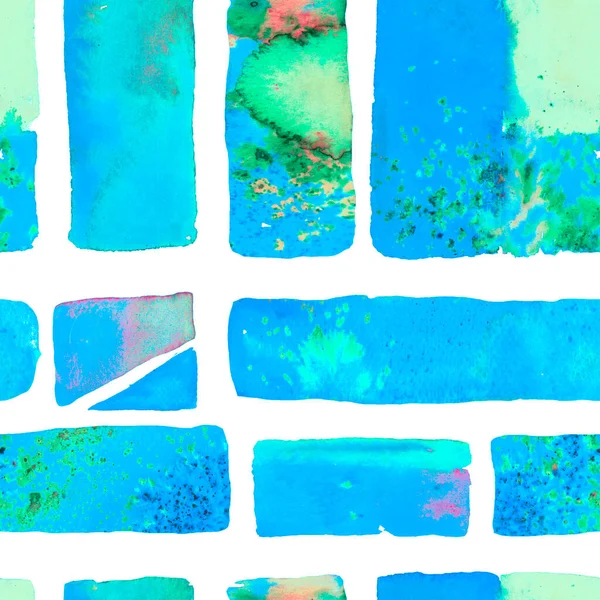 有机背景 水彩画潮流艺术 非洲地理笔划 包豪斯无缝图案 蓝色的靛蓝和滴水绿色的乐趣几何 自由手水彩线 70年代彩色立方体图解 — 图库照片