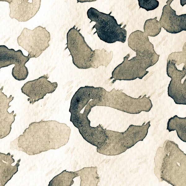 Монохромний Сірий Акварельний Дизайн Камуфляжу Рука Намальована Поверхня Сафарі Леопардова — стокове фото
