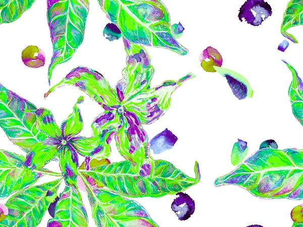 Акварель Цитрусовый Апельсин Цветущие Цветы Листья Классическая Сине Зеленая Цветочная — стоковое фото