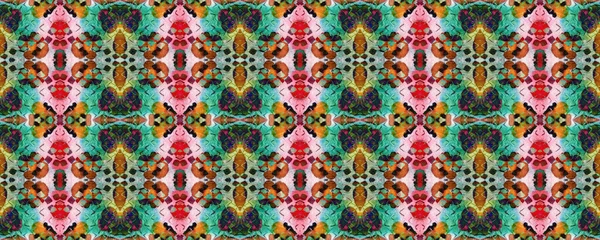 Paintbrush Aztekischen Hintergrund Blau Rot Grün Pastell Fun Rechteck Ikat — Stockfoto