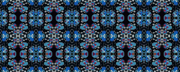 Geo Symmetic Ikat Rapport Black Blue Green Watercolor Ethnic Design — стокове фото