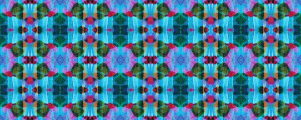 Bleu Rouge Noir Pastel Fun Rectangle Ikat Rapport Modèle Sans — Photo