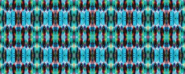 Aquarell Ethnic Design Paintbrush Aztekischen Hintergrund Chevron Geometrisches Bademodenmuster Blaues — Stockfoto