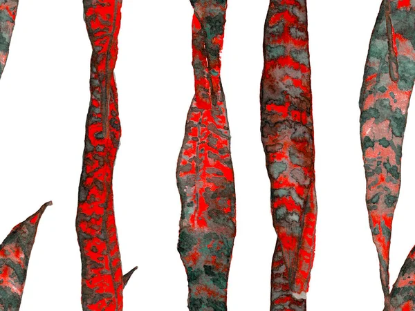 Rosso Grigio Acquerello Foglie Senza Soluzione Continuità Pattern Costumi Bagno — Foto Stock
