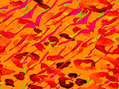 Zebra Deri İzi. Hayvan kamuflajı arka planı. Geometrik hayvan dokusu. Suluboya Kamuflaj Tasarımı. Soyut Safari fayansı. Paslı Turuncu Afrika deseni. Çizgili Kusursuz Desen.