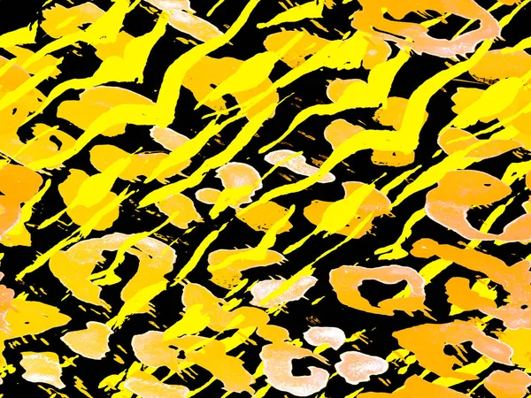 ゼブラスキンプリント 動物の迷彩背景 幾何学的な動物のテクスチャ アフリカのパターン 縞のシームレスなパターン 水彩迷彩デザイン 概要Safariタイル サフランイエローとブラック — ストック写真