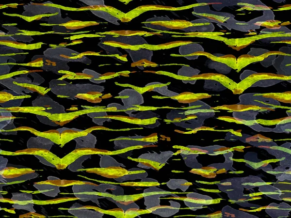 サフランイエローとブラックのゼブラスキンプリント 動物の迷彩背景 アフリカのパターン 縞のシームレスなパターン 水彩迷彩デザイン 概要Safariタイル 幾何学的な動物のテクスチャ — ストック写真