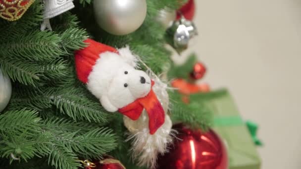 Teddy Beer Kerstspeelgoed — Stockvideo