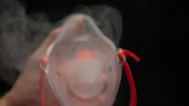 Slow Motion Sauerstoffmaske Dampf — Stockvideo