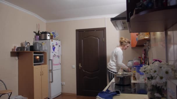 年轻女子洗碗服务 — 图库视频影像