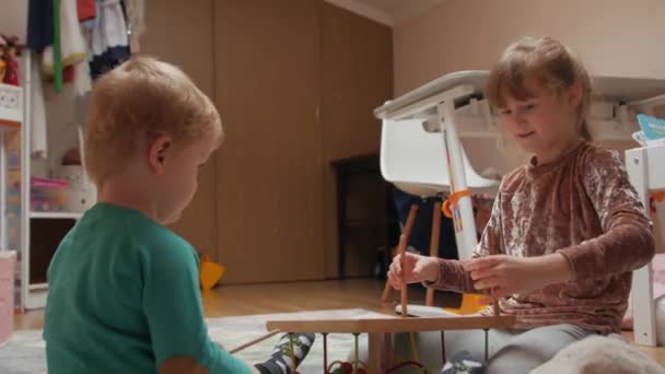 Brother And Sister Drumming — Stock Video