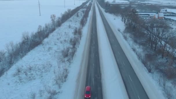 Voiture rouge Snow Road — Video