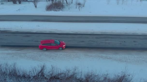 Red Car rozpoczyna jazdę — Wideo stockowe