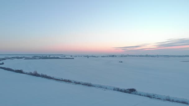 Pôr do sol campos de inverno — Vídeo de Stock