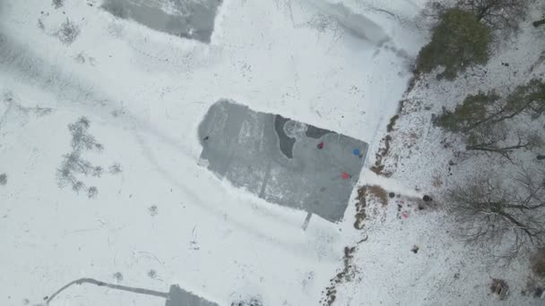 Children On Frozen Lake — Stock Video