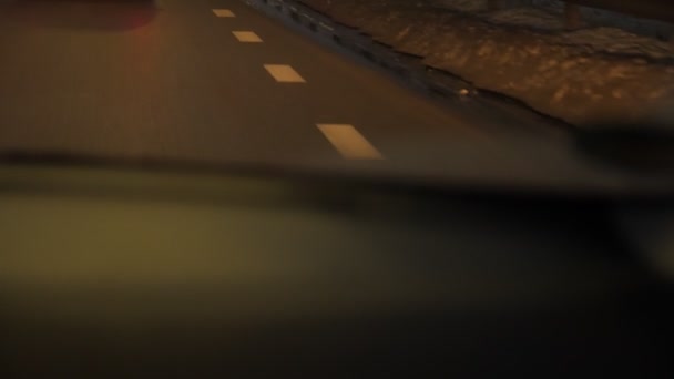 Dirty Road Markings Night — Vídeo de stock
