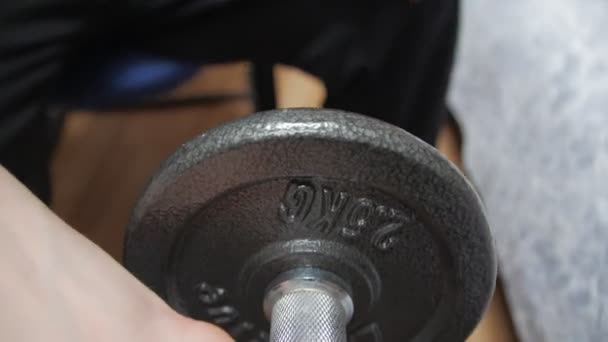 Dumbbell Exercise POV — Stock Video