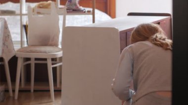 Dolabı Boyayan Kadın