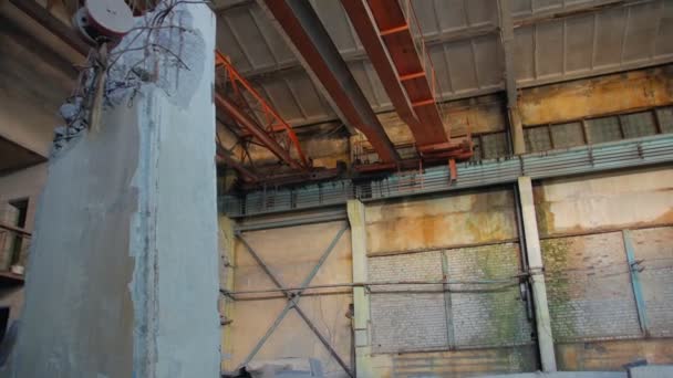 Old Factory Overhead Crane — Stock Video