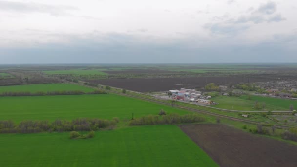 Field Railroad Buildings — Stock Video