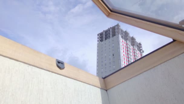 Unfinished Apartment Building Blue Sky — Wideo stockowe