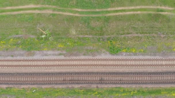 Vista dall'alto della ferrovia vuota — Video Stock