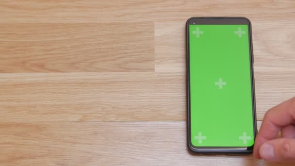 Finger Scroll Smartphone Tela Verde — Vídeo de Stock