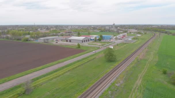 Car On Bad Road And Railway — Stockvideo