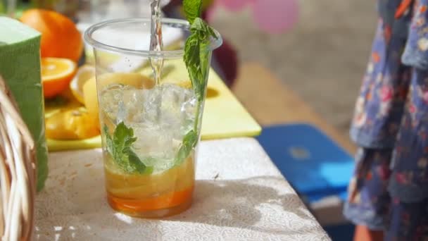 Verser de l'eau dans un cocktail — Video