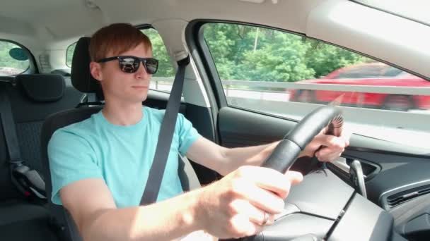 Sunny Day Driving Highway Lassú mozgás — Stock videók