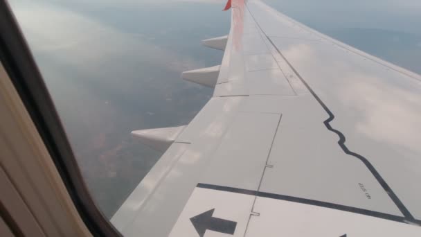 Airplane Wing Flaps From The Window — Stockvideo