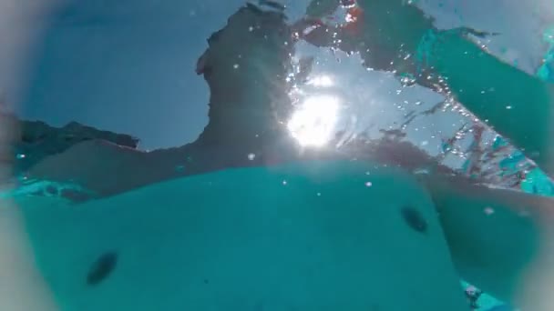 Mann schwimmt im Pool — Stockvideo