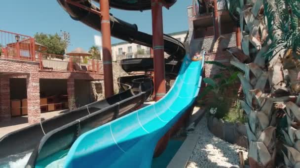 Girl And Woman On A Water Slide — Stok Video