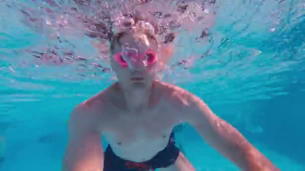 Man Dives Underwater — Stok Video