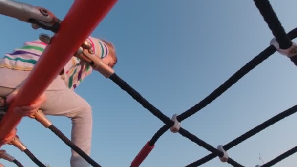 Mädchen auf dem Seilspielplatz — Stockvideo